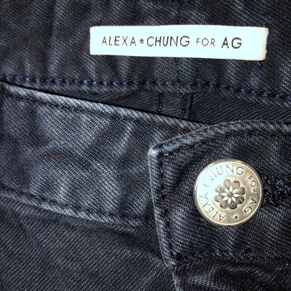 Alexa Chung AG Adriano Goldschmied black long jeans shorts EUC 28 - Picture 2 of 4